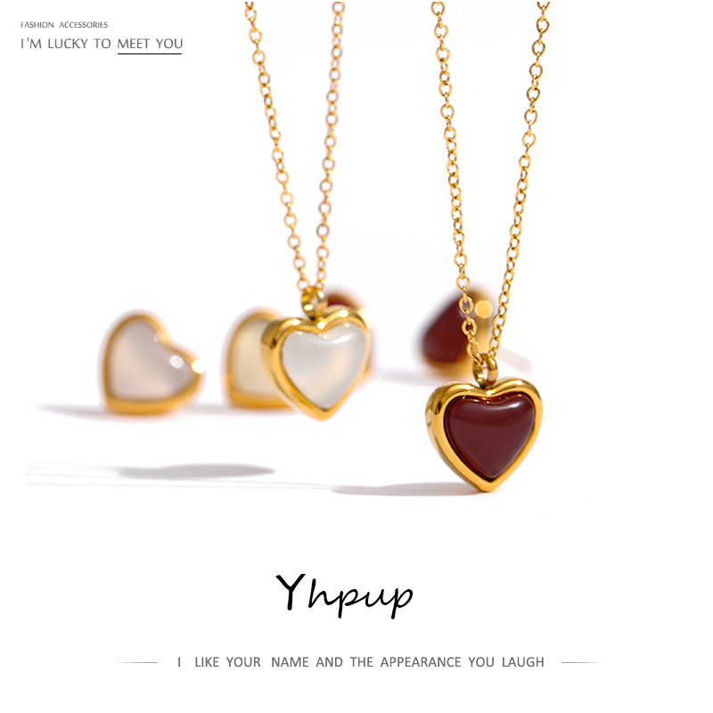 Birth Flower Necklace - Yhpup in acciaio inox cuore collana